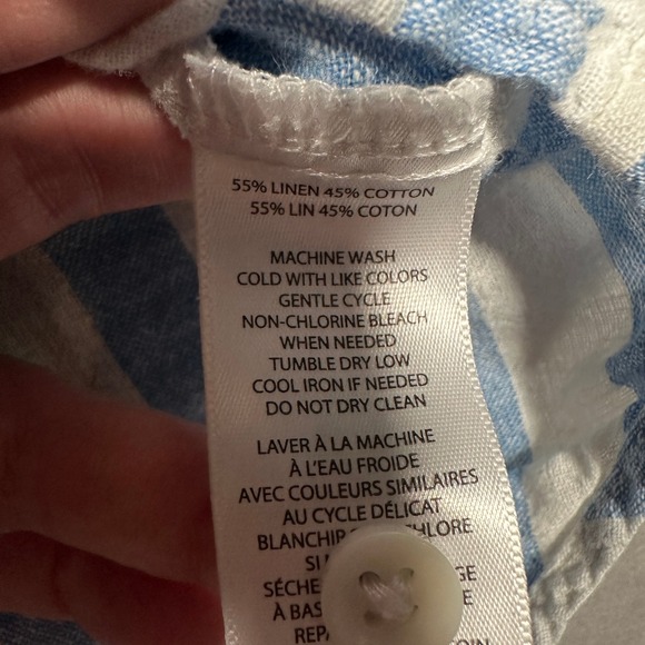 Beachlunchlounge Blue White Striped Linen Blend Tie Front Sleeveless Top Large - Picture 3 of 5